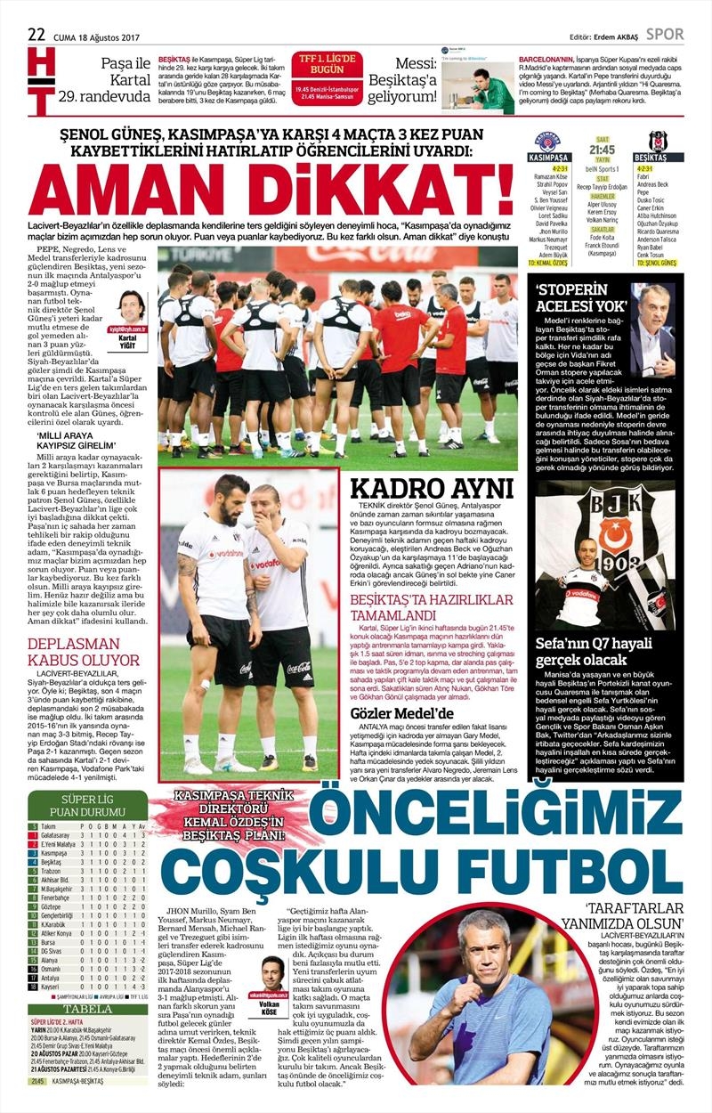 18 Ağustos 2017 | Gazetelerin Beşiktaş Manşetleri - Görsel 6