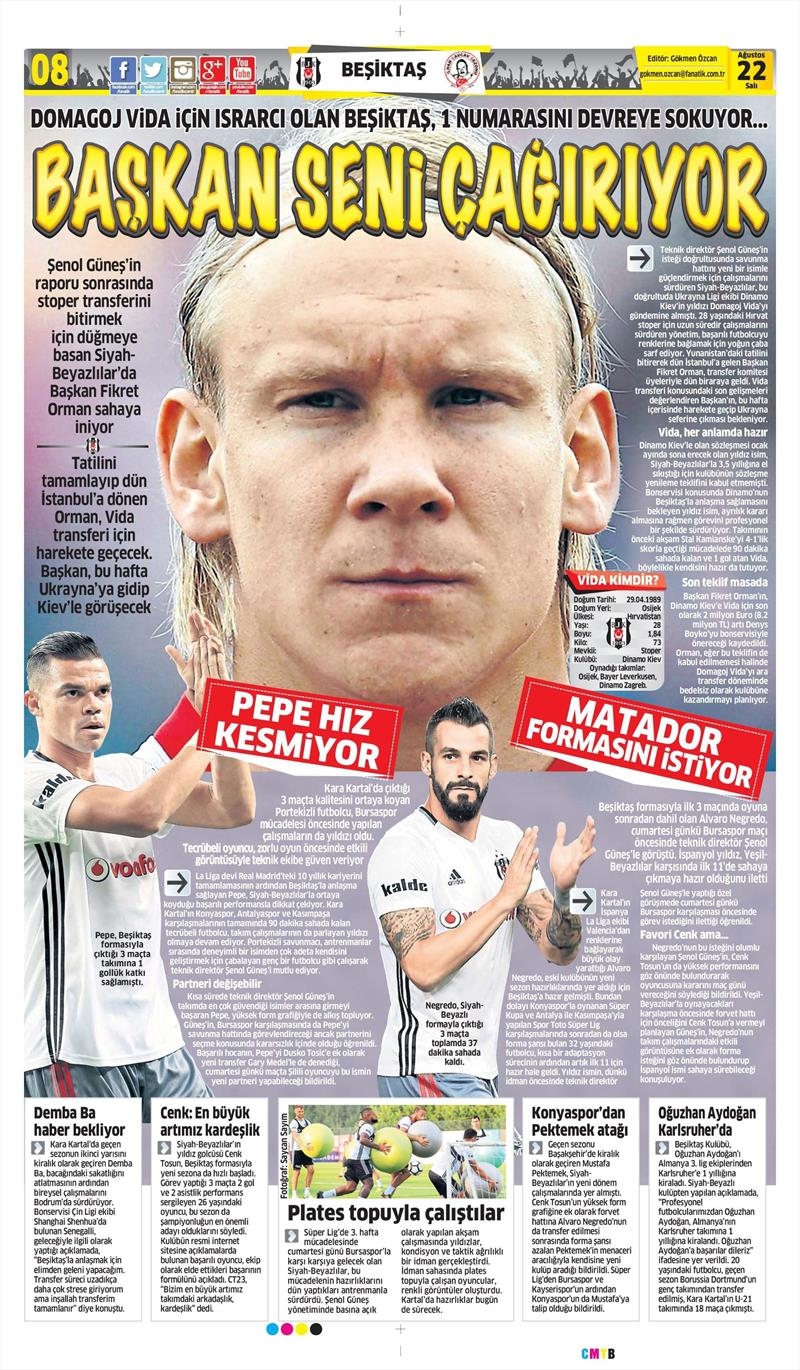 22 Ağustos 2017 | İşte gazetelerin Beşiktaş manşetleri - Görsel 3