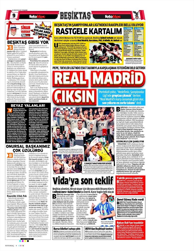 24 Ağustos 2017 | İşte gazetelerin Beşiktaş manşetleri - Görsel 4