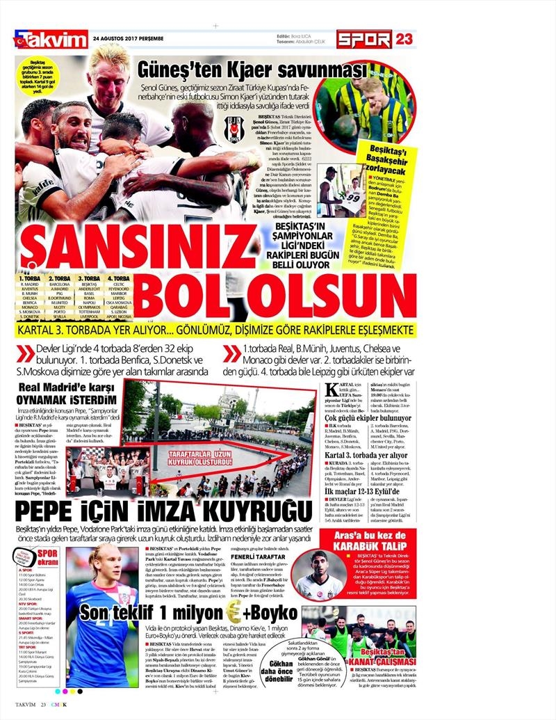 24 Ağustos 2017 | İşte gazetelerin Beşiktaş manşetleri - Görsel 8