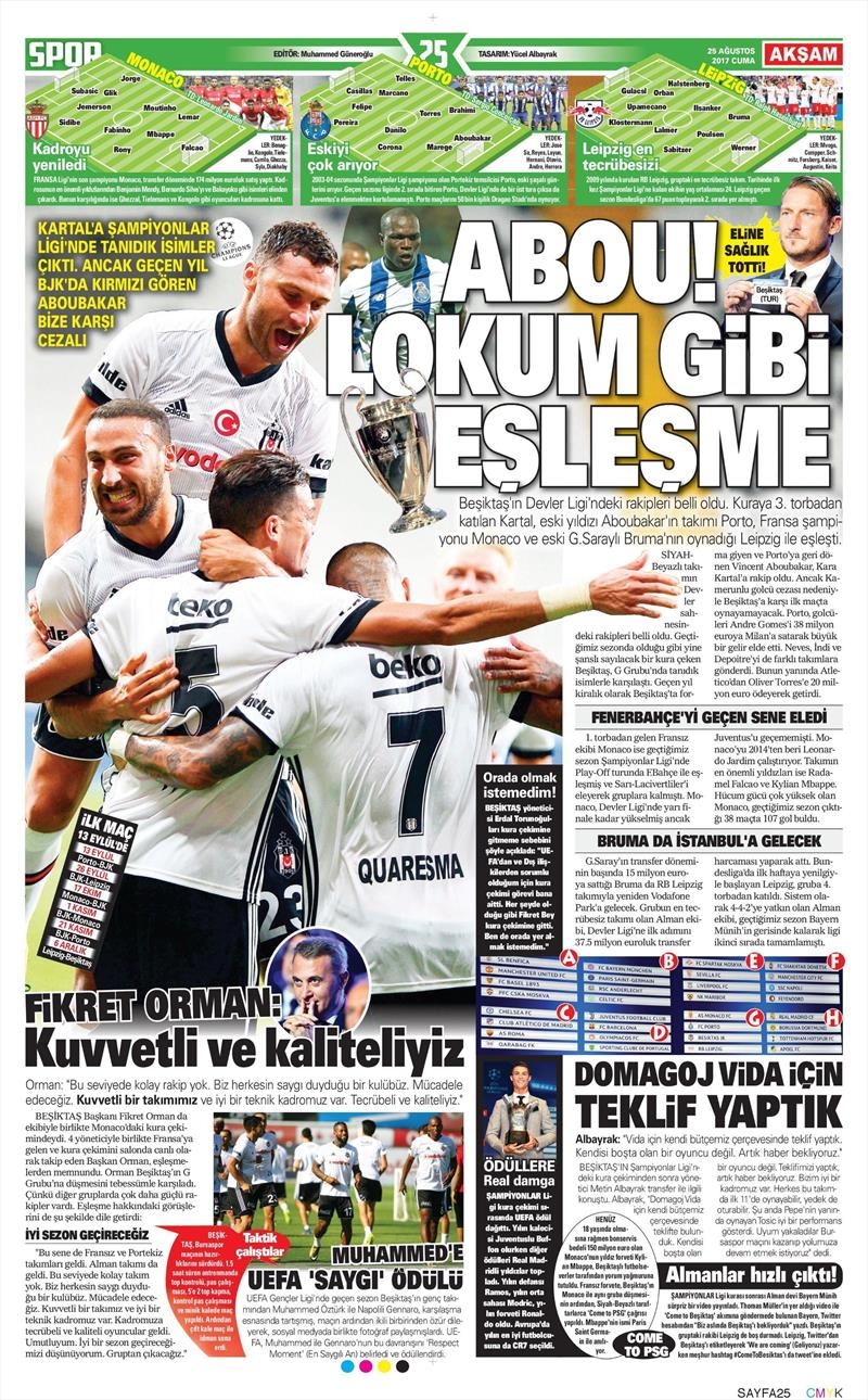 25 Ağustos 2017 | İşte gazetelerin Beşiktaş manşetleri - Görsel 3