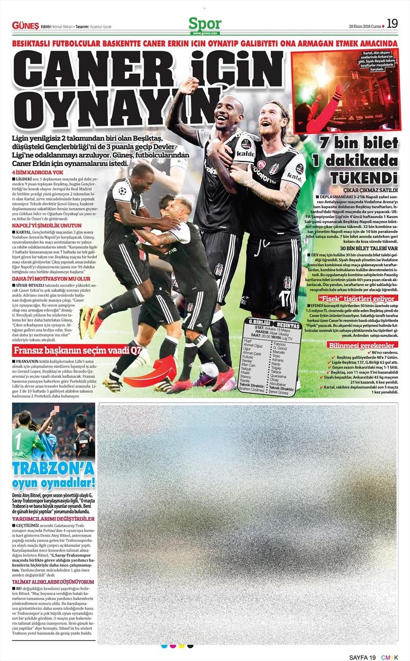 28 Ekim 2016 | Gazetelerin Beşiktaş sayfaları - Görsel 4