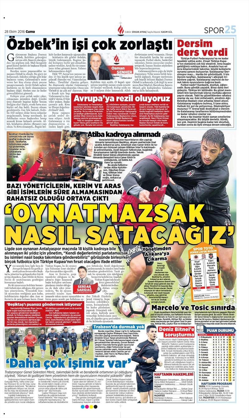 28 Ekim 2016 | Gazetelerin Beşiktaş sayfaları - Görsel 7