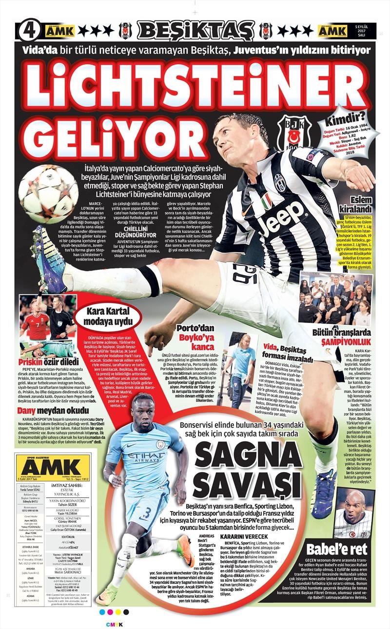 5 Eylül 2017 | İşte gazetelerin Beşiktaş manşetleri - Görsel 2