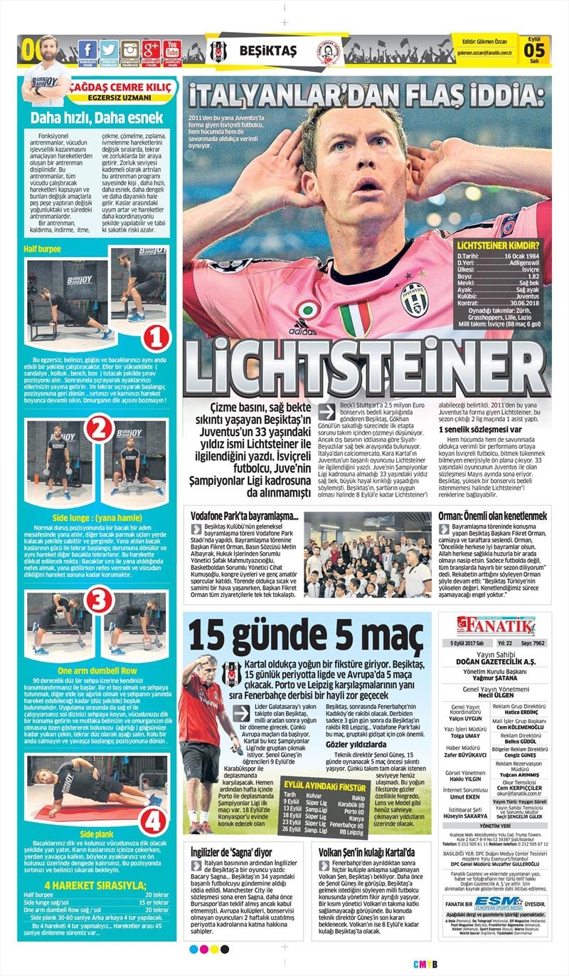 5 Eylül 2017 | İşte gazetelerin Beşiktaş manşetleri - Görsel 3