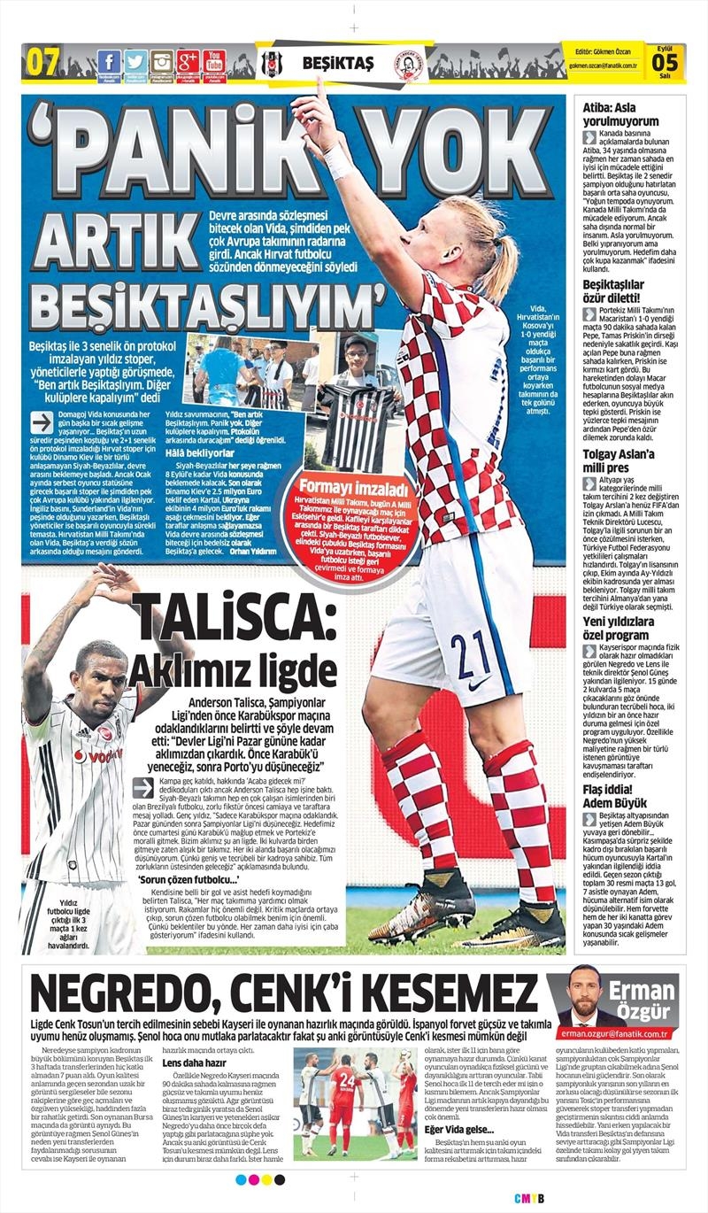 5 Eylül 2017 | İşte gazetelerin Beşiktaş manşetleri - Görsel 6
