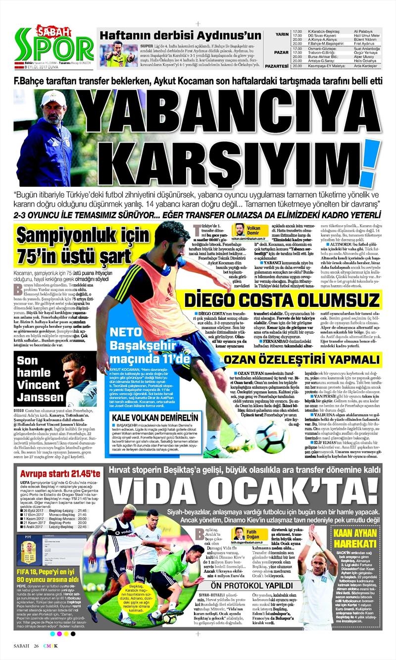 8 Eylül 2017 | İşte gazetelerin Beşiktaş manşetleri - Görsel 3