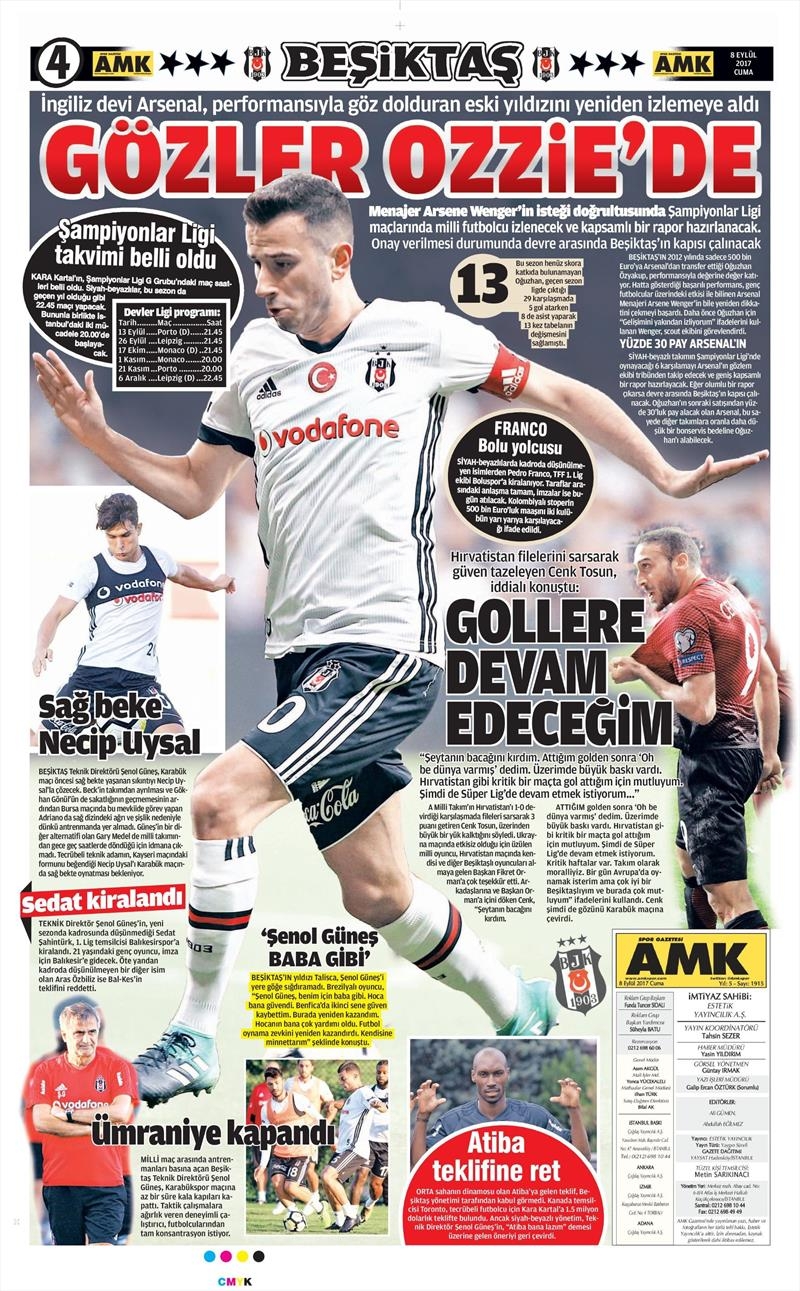 8 Eylül 2017 | İşte gazetelerin Beşiktaş manşetleri - Görsel 4