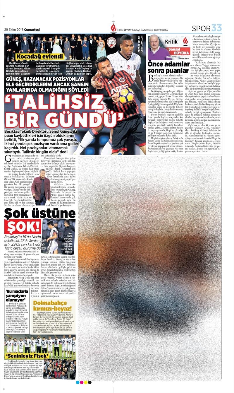 29 Ekim 2016 | Gazetelerin Beşiktaş manşetleri - Görsel 13