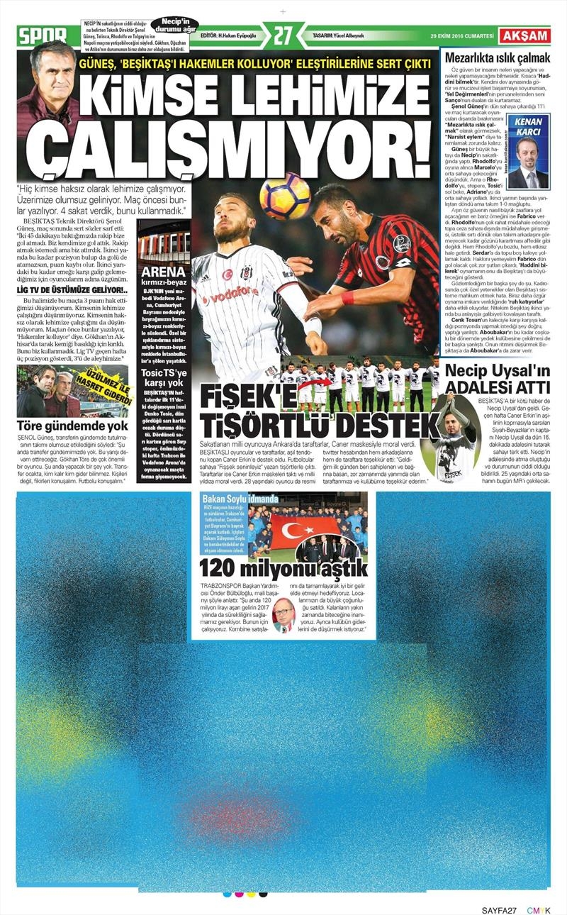 29 Ekim 2016 | Gazetelerin Beşiktaş manşetleri - Görsel 19