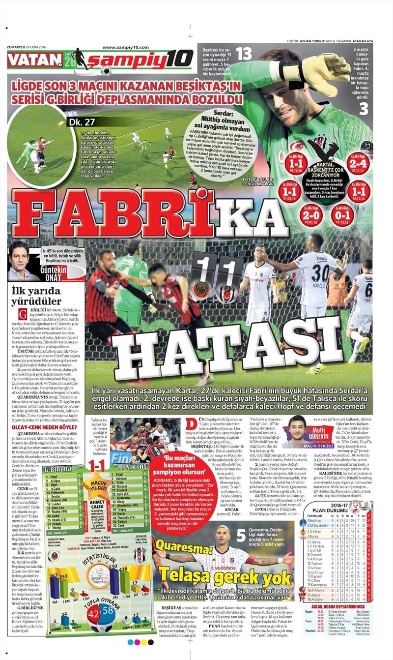 29 Ekim 2016 | Gazetelerin Beşiktaş manşetleri - Görsel 2