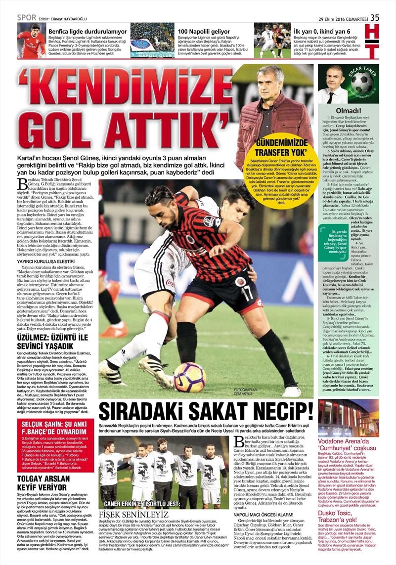 29 Ekim 2016 | Gazetelerin Beşiktaş manşetleri - Görsel 23