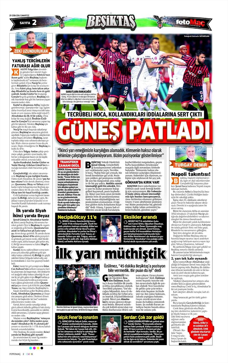 29 Ekim 2016 | Gazetelerin Beşiktaş manşetleri - Görsel 26