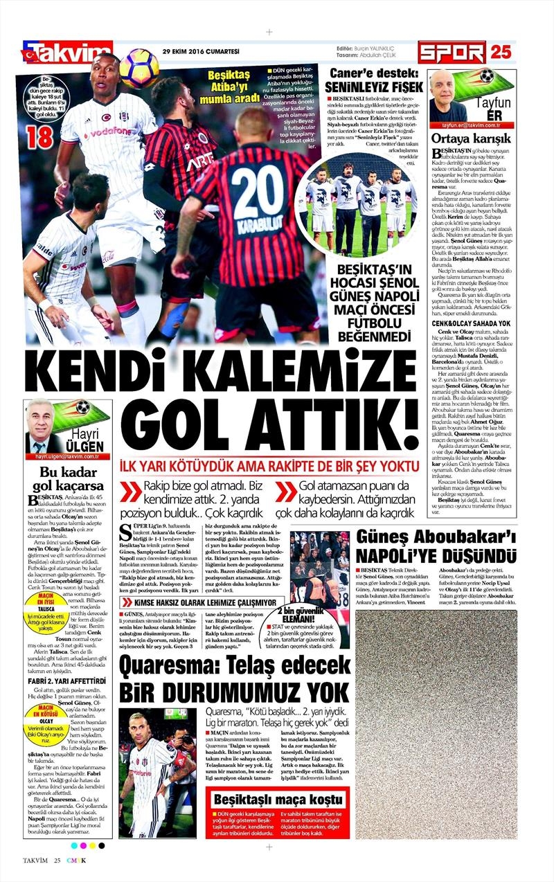 29 Ekim 2016 | Gazetelerin Beşiktaş manşetleri - Görsel 6