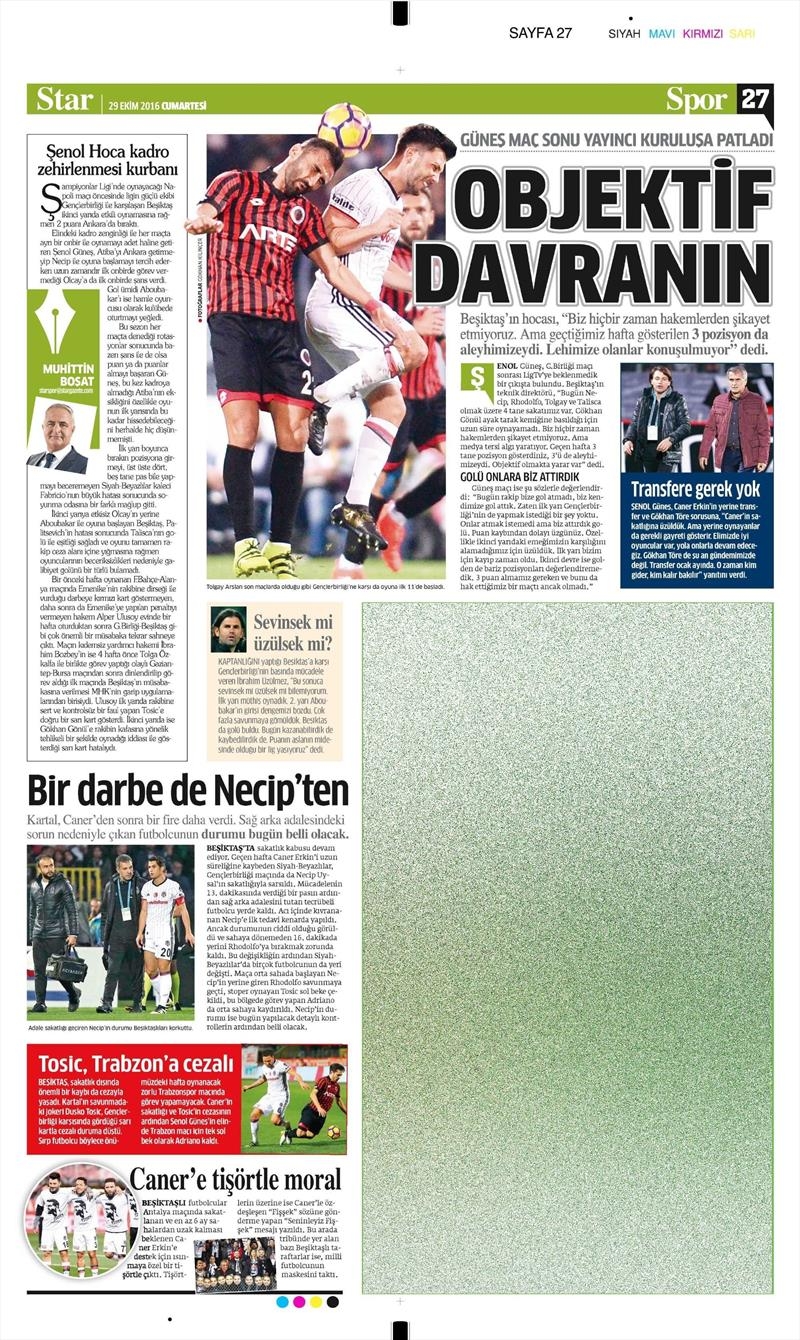 29 Ekim 2016 | Gazetelerin Beşiktaş manşetleri - Görsel 8