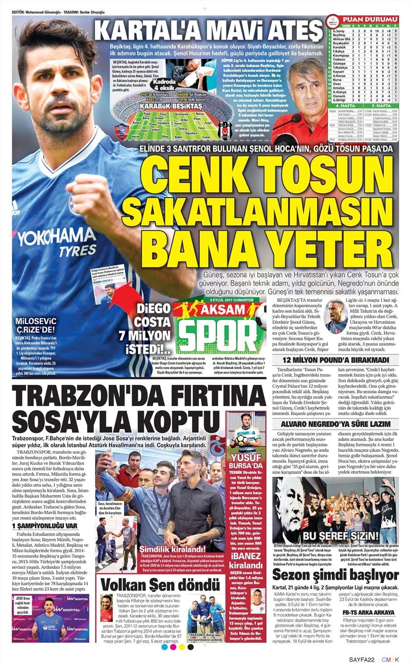 9 Eylül 2017 | İşte gazetelerin Beşiktaş manşetleri - Görsel 1