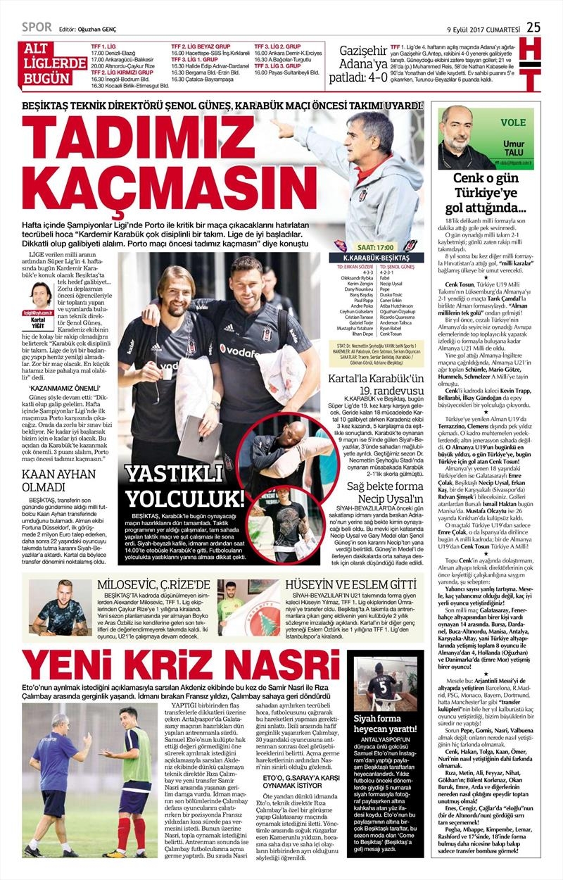 9 Eylül 2017 | İşte gazetelerin Beşiktaş manşetleri - Görsel 3