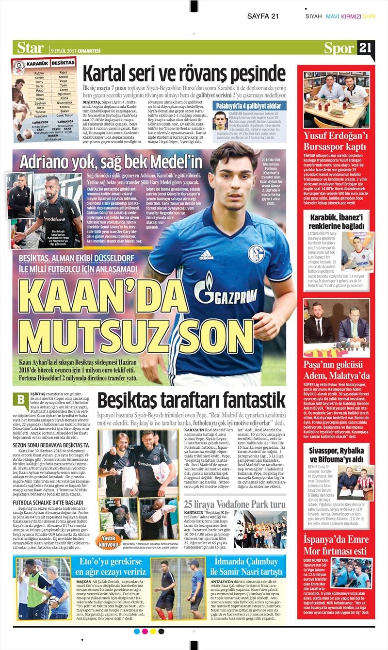 9 Eylül 2017 | İşte gazetelerin Beşiktaş manşetleri - Görsel 5