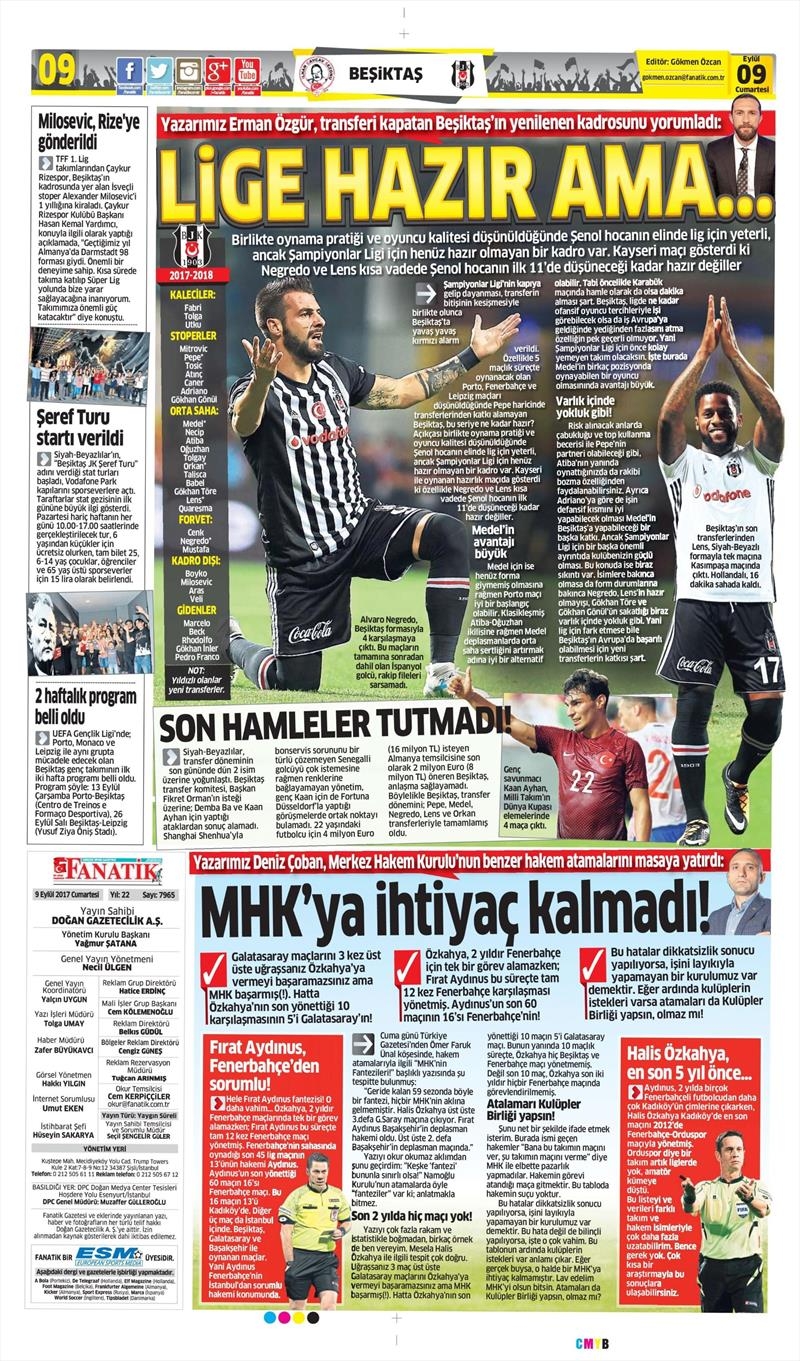 9 Eylül 2017 | İşte gazetelerin Beşiktaş manşetleri - Görsel 8