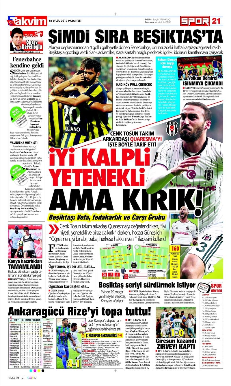 18 Eylül 2017 | İşte gazetelerin Beşiktaş manşetleri - Görsel 3