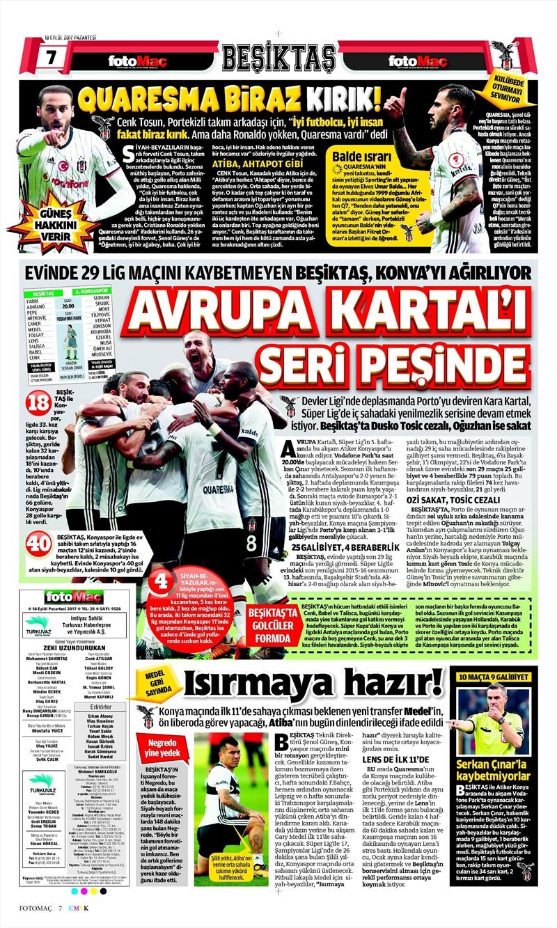 18 Eylül 2017 | İşte gazetelerin Beşiktaş manşetleri - Görsel 6