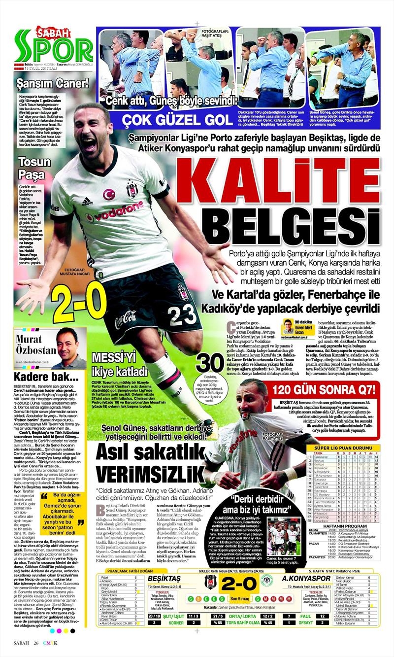 19 Eylül 2017 | İşte gazetelerin Beşiktaş manşetleri - Görsel 16