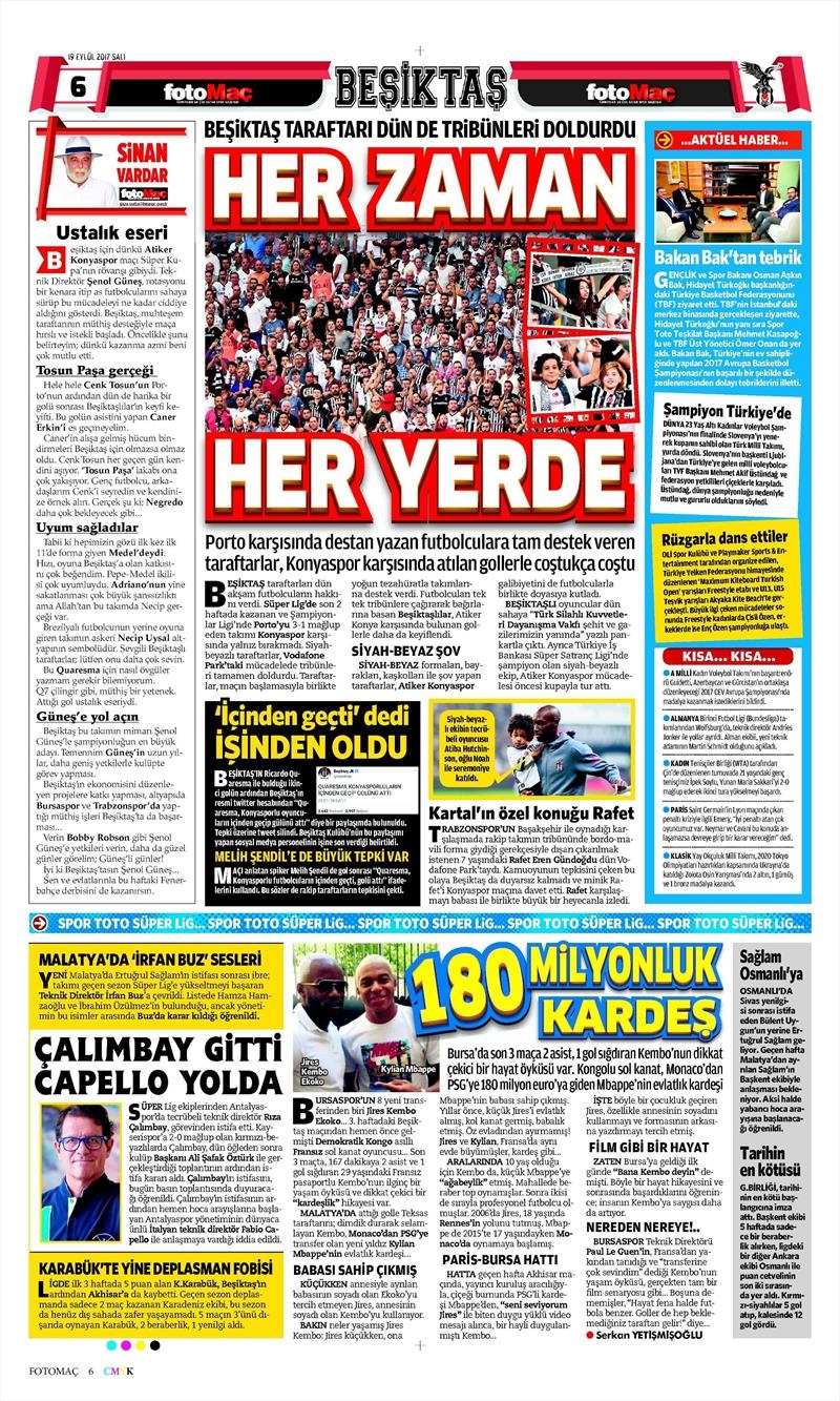 19 Eylül 2017 | İşte gazetelerin Beşiktaş manşetleri - Görsel 18