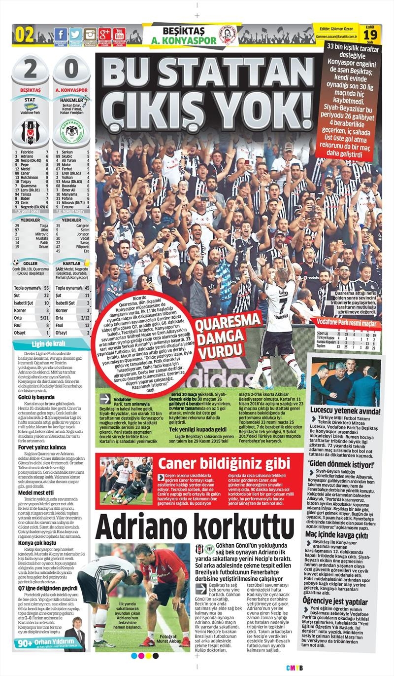 19 Eylül 2017 | İşte gazetelerin Beşiktaş manşetleri - Görsel 3