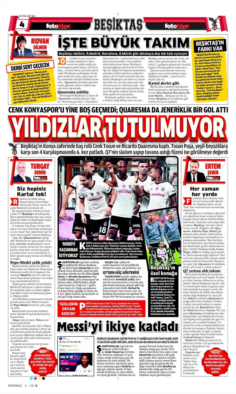 19 Eylül 2017 | İşte gazetelerin Beşiktaş manşetleri - Görsel 6