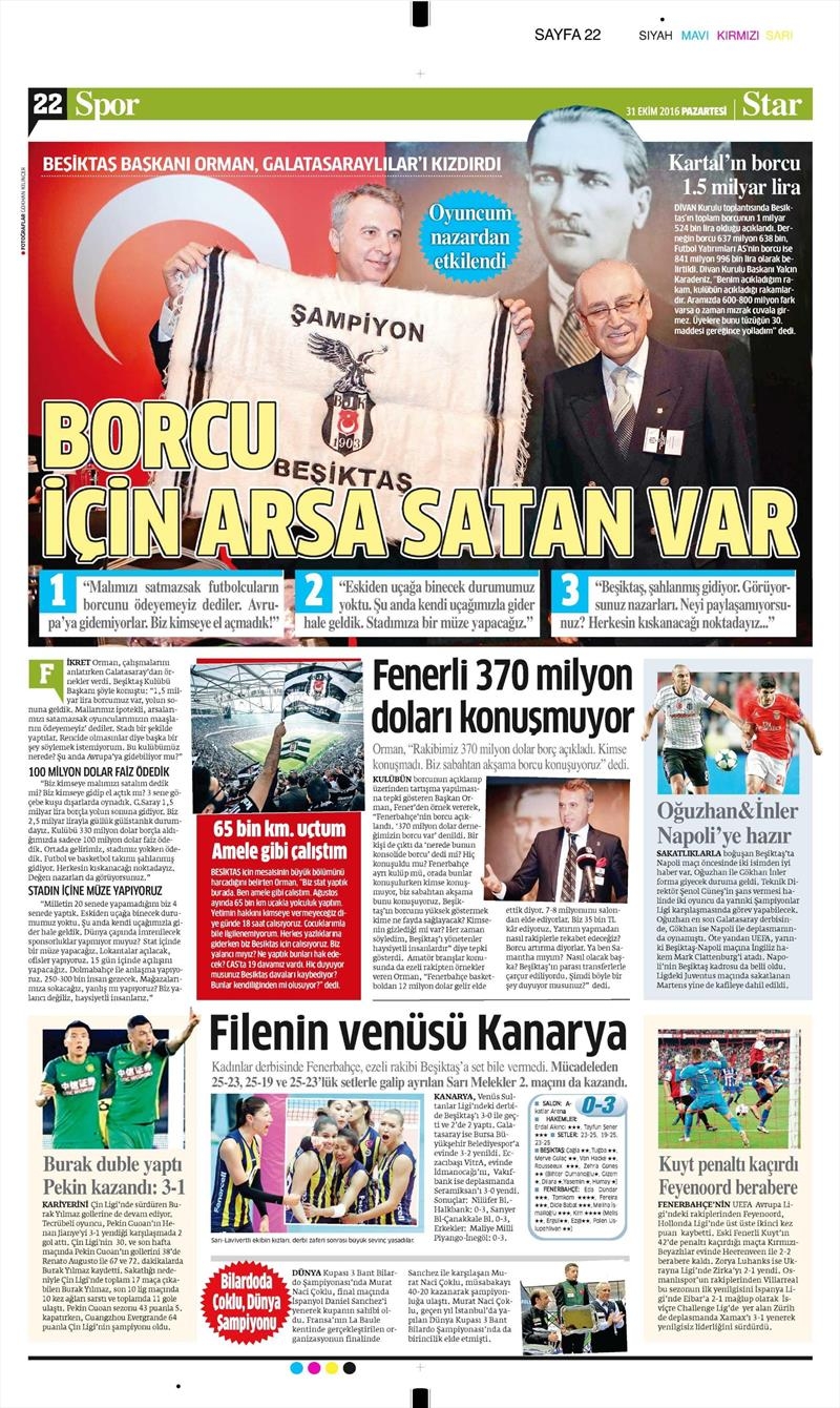 31 Ekim 2016 | Gazetelerin Beşiktaş sayfaları - Görsel 11