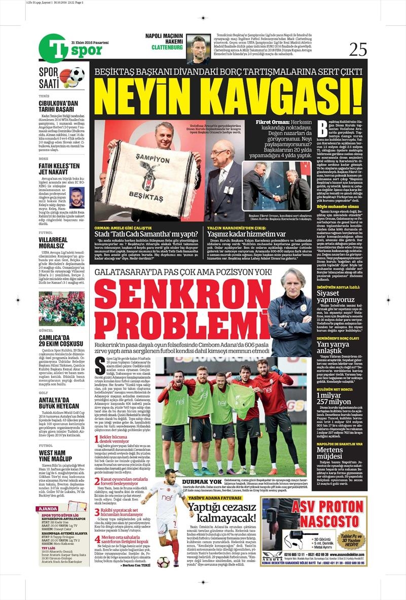 31 Ekim 2016 | Gazetelerin Beşiktaş sayfaları - Görsel 13