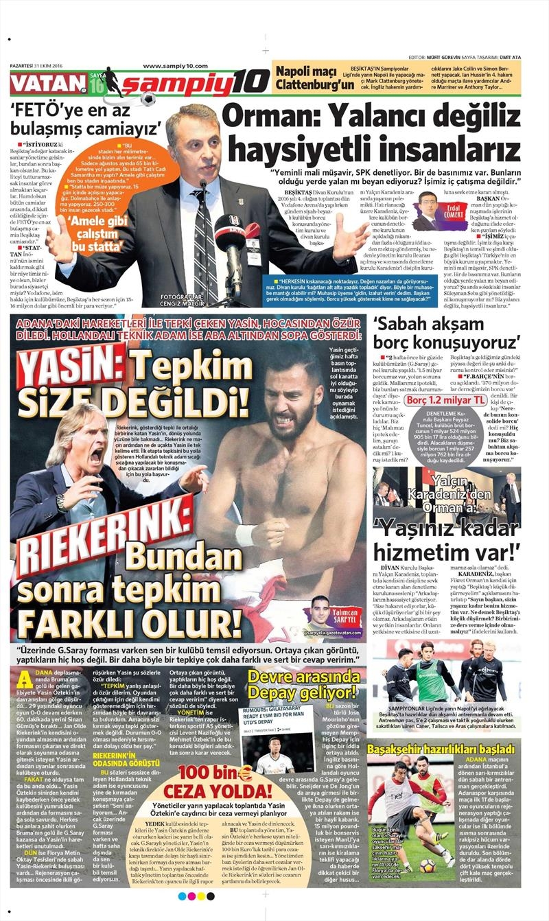 31 Ekim 2016 | Gazetelerin Beşiktaş sayfaları - Görsel 14