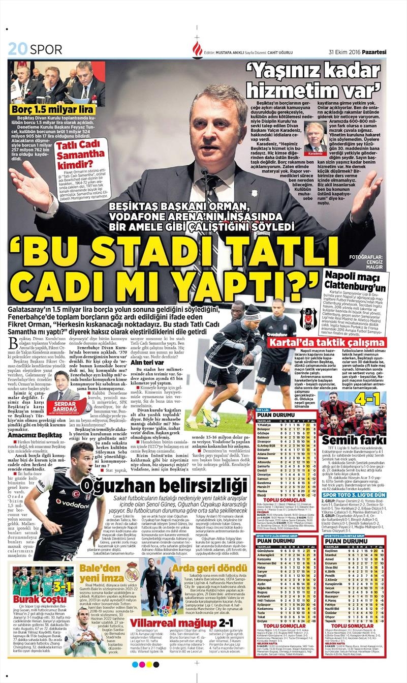 31 Ekim 2016 | Gazetelerin Beşiktaş sayfaları - Görsel 8