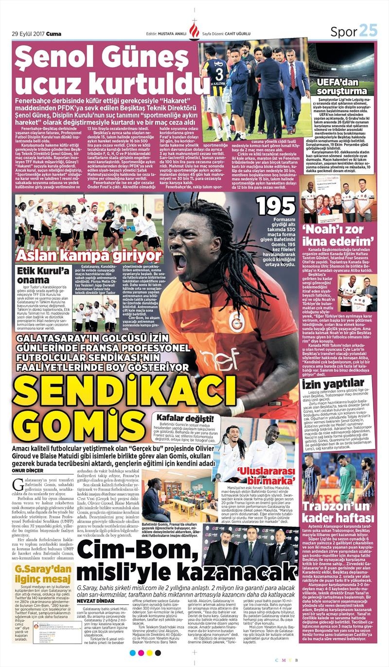 29 Eylül 2017 | Gazetelerin Beşiktaş Manşetleri - Görsel 8