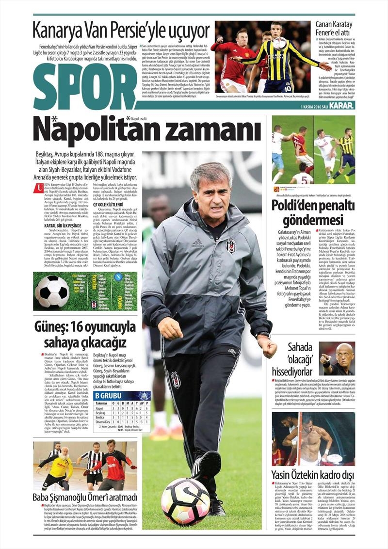 1 Kasım 2016 | Gazetelerin Beşiktaş sayfaları - Görsel 17