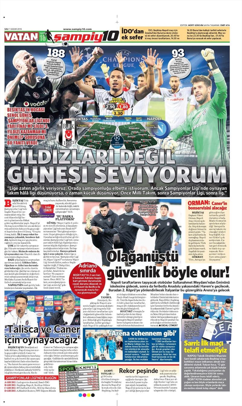 1 Kasım 2016 | Gazetelerin Beşiktaş sayfaları - Görsel 22