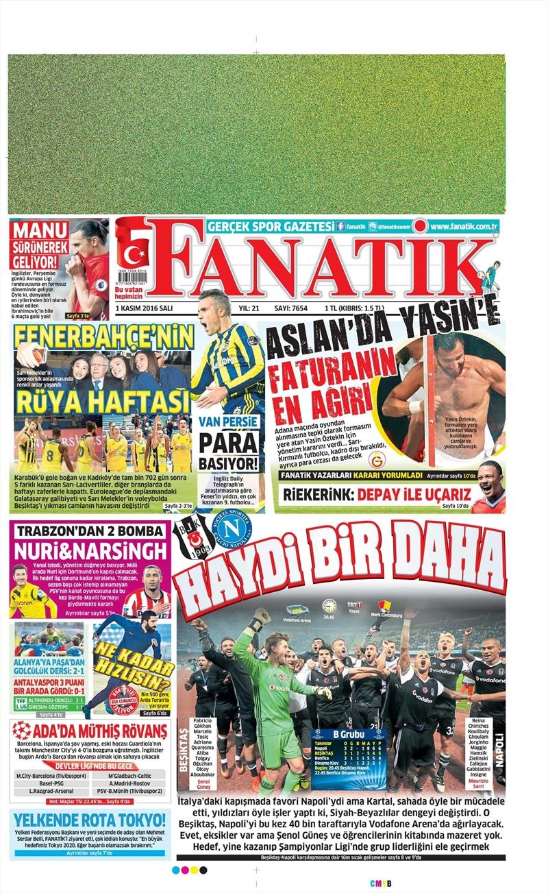 1 Kasım 2016 | Gazetelerin Beşiktaş sayfaları - Görsel 3