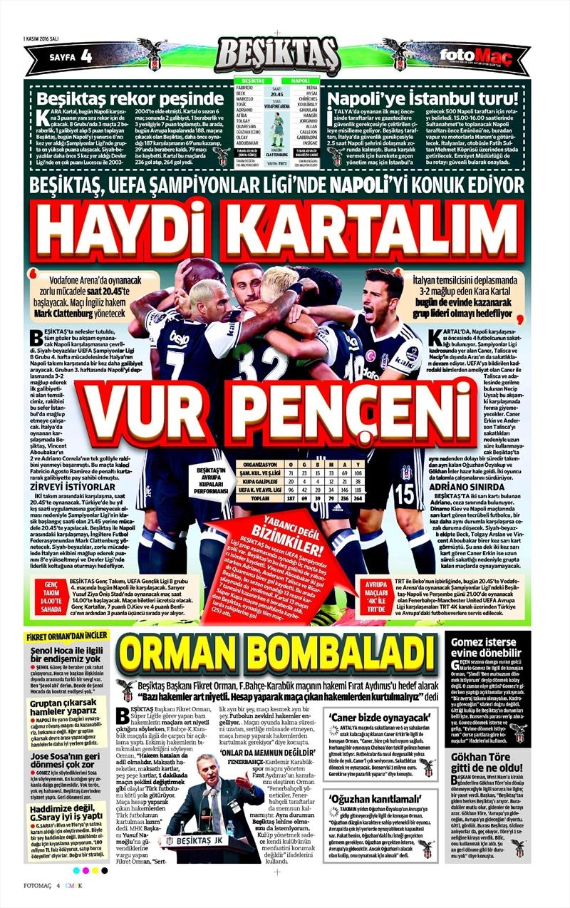 1 Kasım 2016 | Gazetelerin Beşiktaş sayfaları - Görsel 7