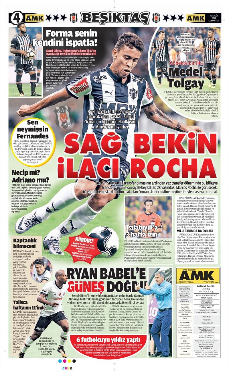 30 Eylül 2017 | Gazetelerin Beşiktaş Manşetleri - Görsel 3