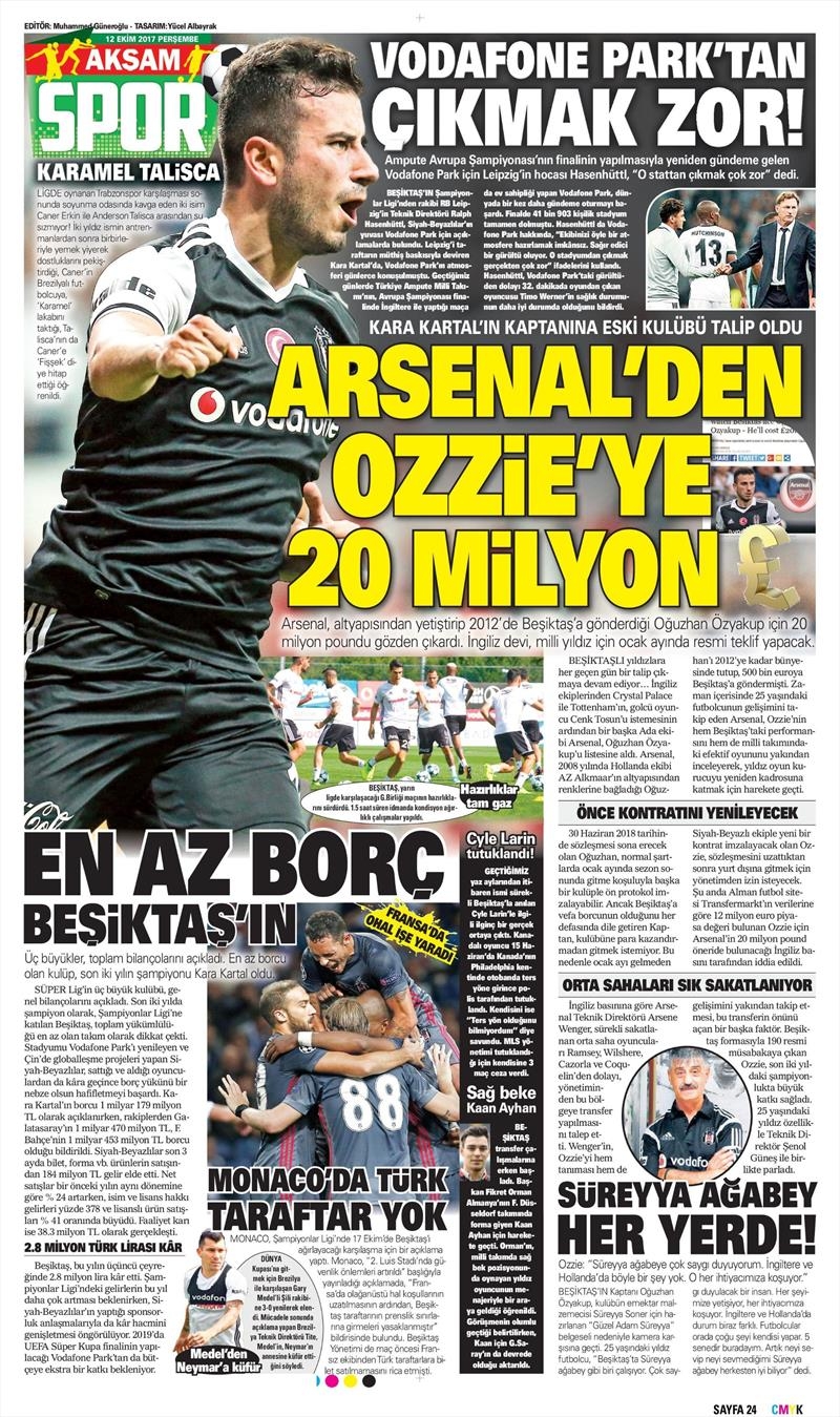12 Ekim 2017 | İşte gazetelerin Beşiktaş manşetleri - Görsel 7