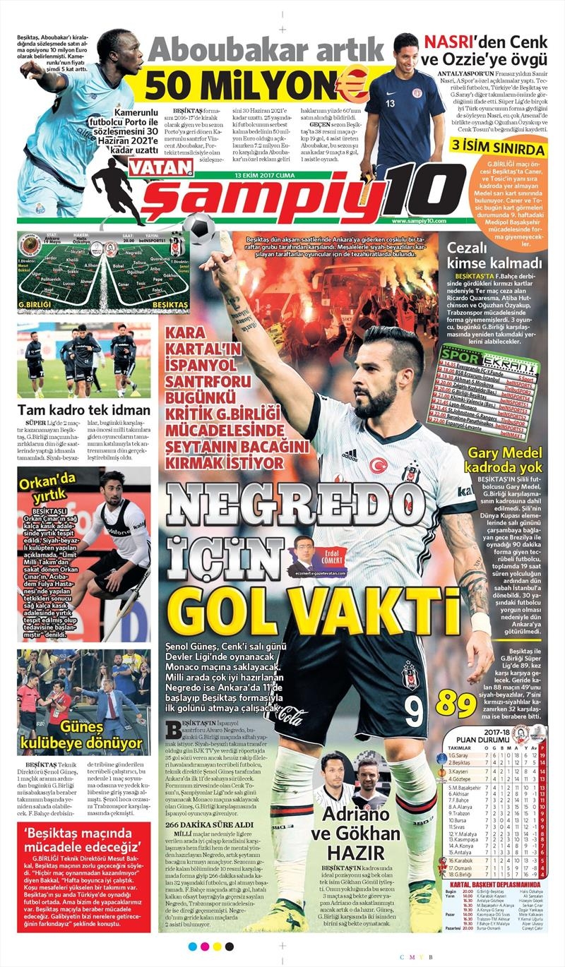 13 Ekim 2017 | İşte gazetelerin Beşiktaş manşetleri - Görsel 8