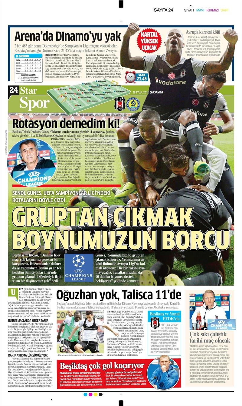 28 Eylül 2016 | Beşiktaş sayfaları - Görsel 12