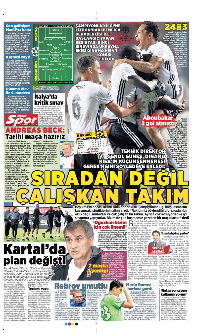 28 Eylül 2016 | Beşiktaş sayfaları - Görsel 9