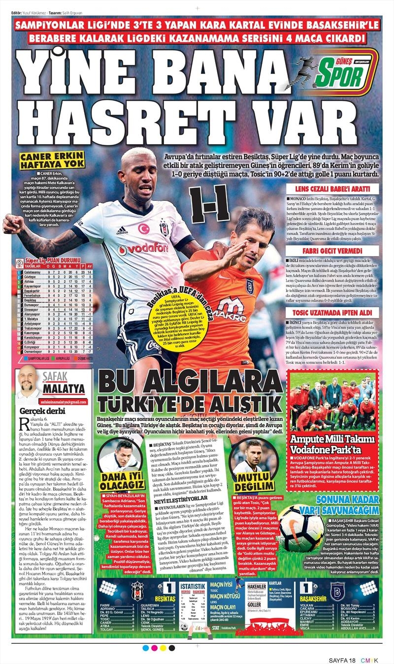 24 Ekim 2017 | Gazetelerin Beşiktaş Manşetleri - Görsel 11