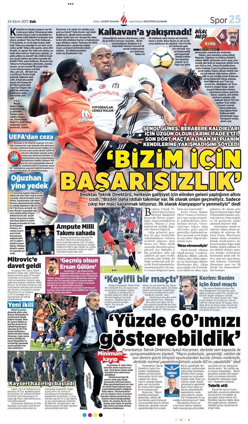 24 Ekim 2017 | Gazetelerin Beşiktaş Manşetleri - Görsel 16