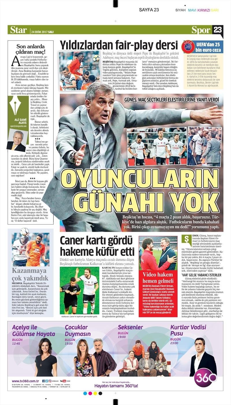 24 Ekim 2017 | Gazetelerin Beşiktaş Manşetleri - Görsel 21