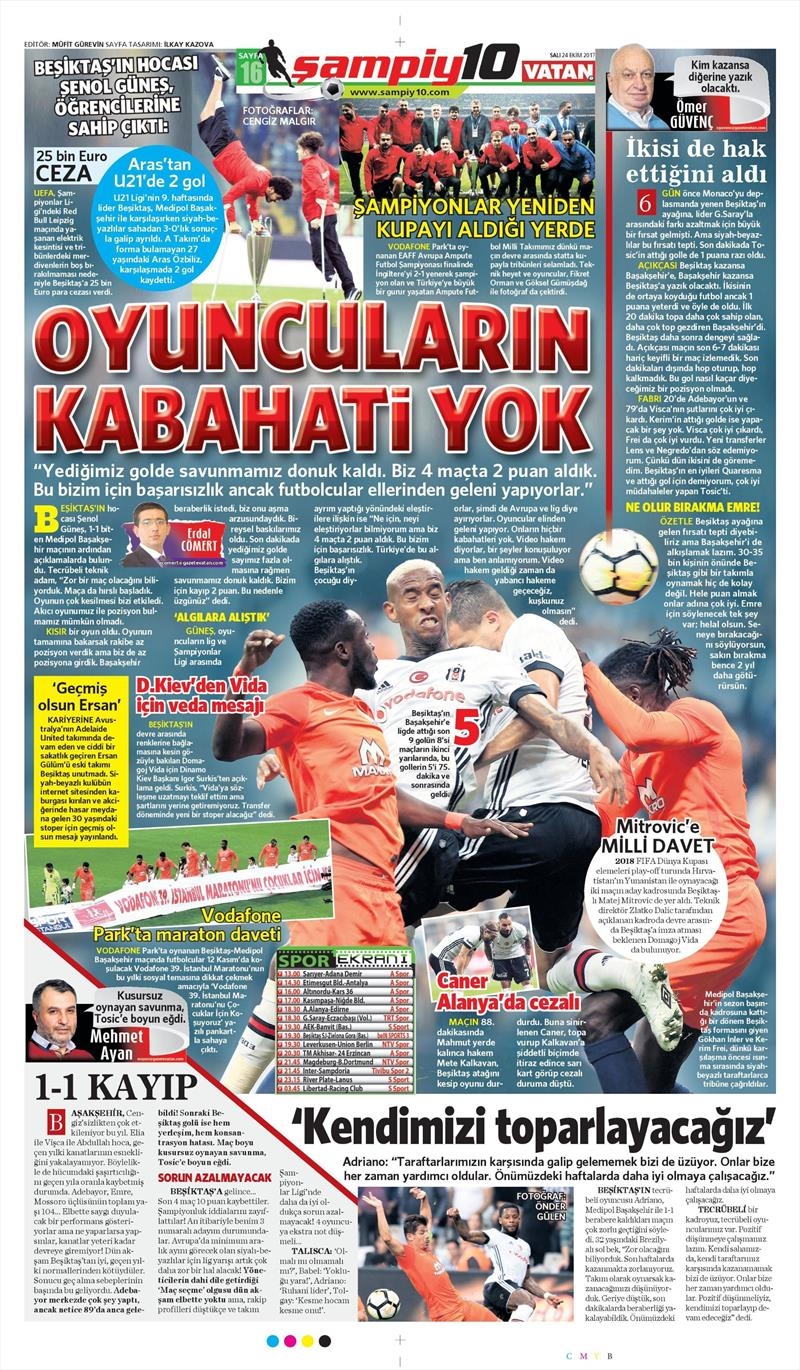 24 Ekim 2017 | Gazetelerin Beşiktaş Manşetleri - Görsel 22