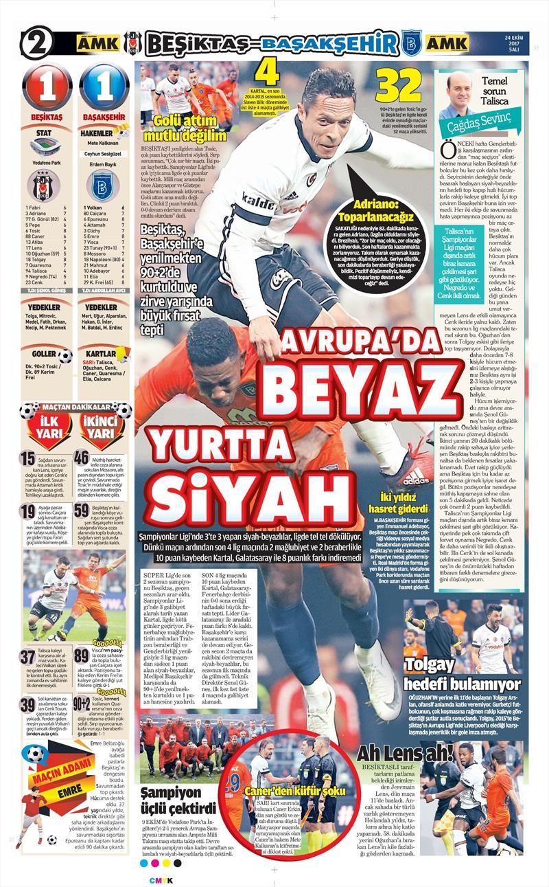 24 Ekim 2017 | Gazetelerin Beşiktaş Manşetleri - Görsel 3
