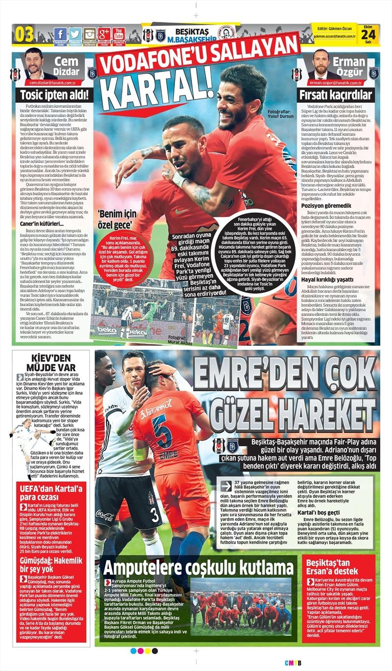 24 Ekim 2017 | Gazetelerin Beşiktaş Manşetleri - Görsel 6