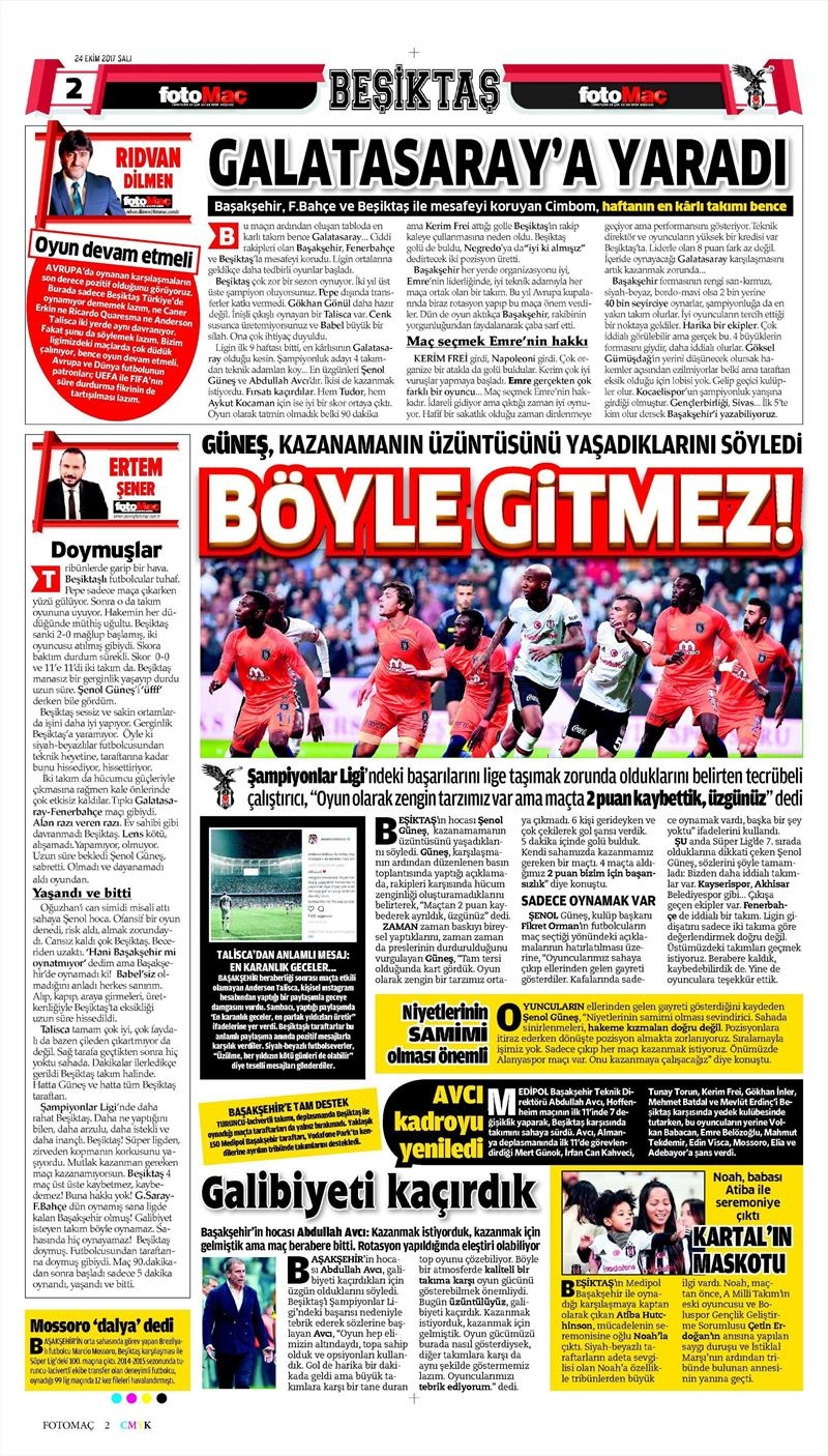 24 Ekim 2017 | Gazetelerin Beşiktaş Manşetleri - Görsel 8